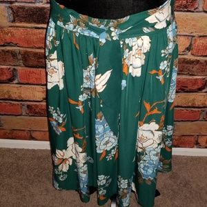Green floral skirt